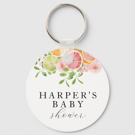 Heldere bloem en citrusbaby shower sleutelhanger (Voorkant)