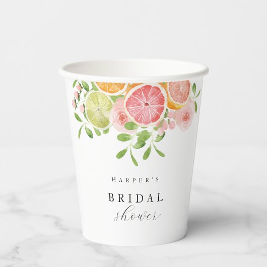 Heldere bloem en citrusvrijgezellenfeest papieren bekers (Achterkant)