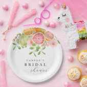 Heldere bloem en citrusvrijgezellenfeest papieren bordje (Feest)