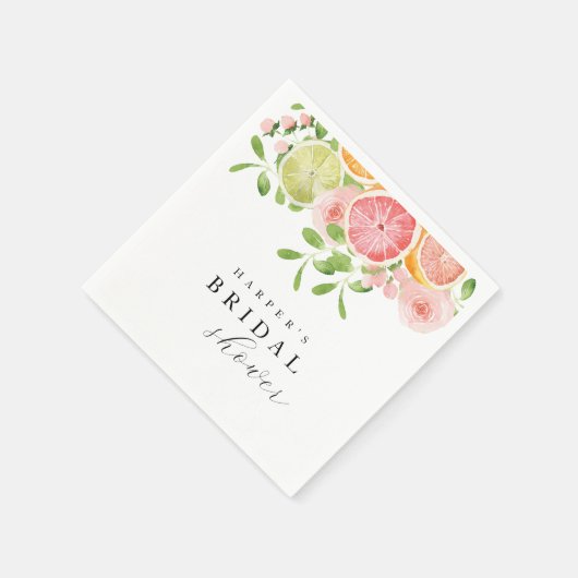 Heldere bloem en citrusvrijgezellenfeest servet (Hoek)