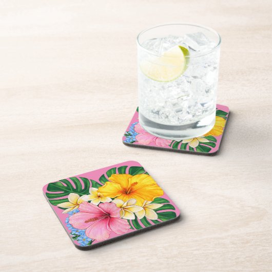 Heldere bloemen bier onderzetter (Rechterzijde)