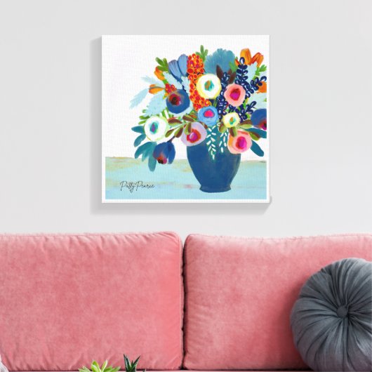 Heldere bloemen canvas afdruk (Insitu (Woonkamer))