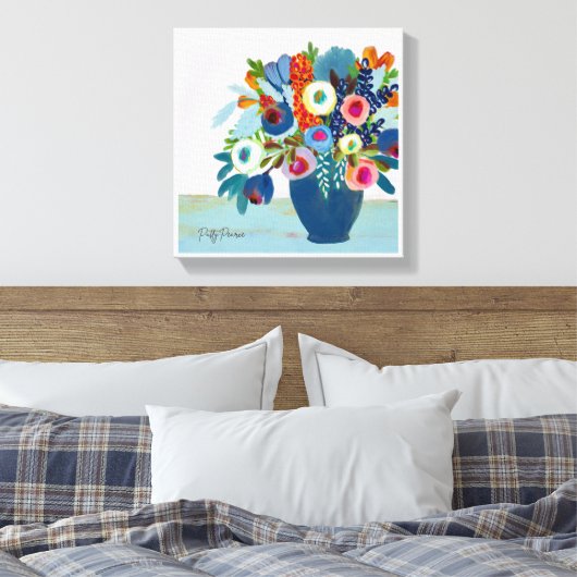 Heldere bloemen canvas afdruk (Insitu (Slaapkamer))