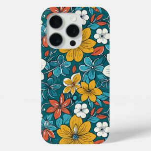 Heldere bloemen, donkere achtergrond iPhone 15 pro case