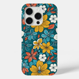 Heldere bloemen, donkere achtergrond iPhone 15 pro case