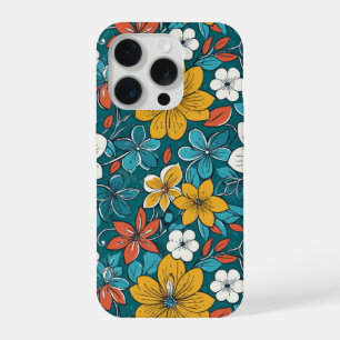 Heldere bloemen, donkere achtergrond iPhone 15 pro case