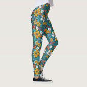 Heldere bloemen, donkere achtergrond leggings (Rechts)