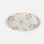 Heldere bloemen en eenden papieren bordje (Gekanteld)