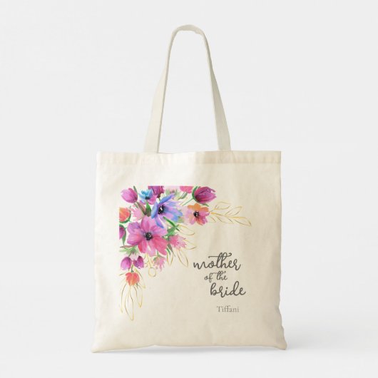 Heldere bloemen en goudmoeder van de bride tote bag (Achterkant)