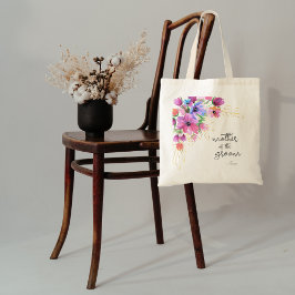 Heldere bloemen en goudmoeder van de Groom Tote Bag