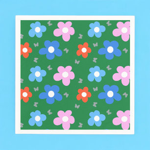 Heldere bloemen en vlinders servet