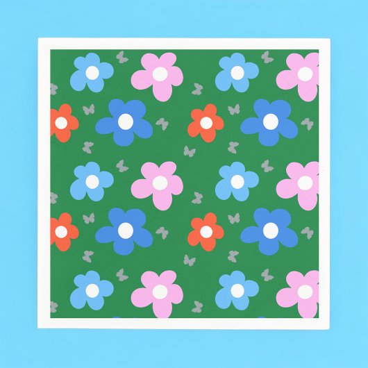 Heldere bloemen en vlinders servet