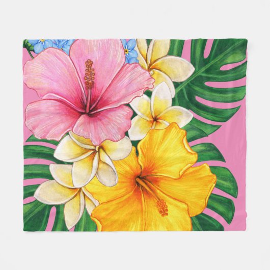 Heldere bloemen fleece deken (Voorkant (Horizontaal))