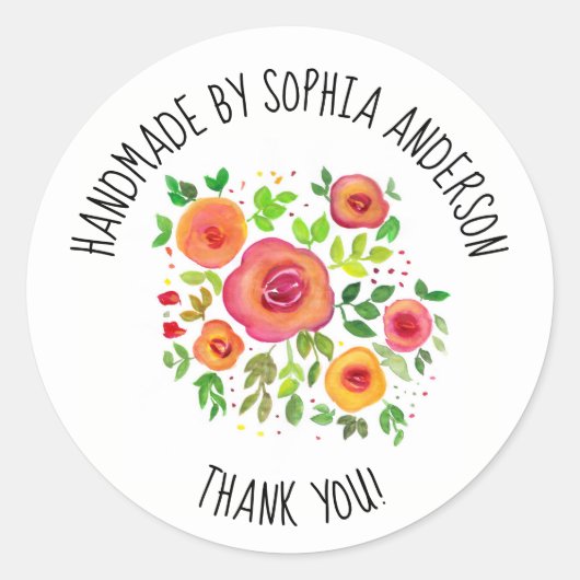 Heldere bloemen Floral Bouquet - Dank je wel! Ronde Sticker (Voorkant)
