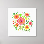 Heldere bloemen Floral Bouquet, Waterverf schilder Canvas Afdruk (Voorkant)