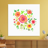 Heldere bloemen Floral Bouquet, Waterverf schilder Canvas Afdruk (Insitu (Woonkamer))