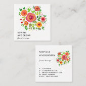 Heldere bloemen Floral Bouquet, Waterverf schilder Vierkante Visitekaartje (Voorkant / Achterkant)