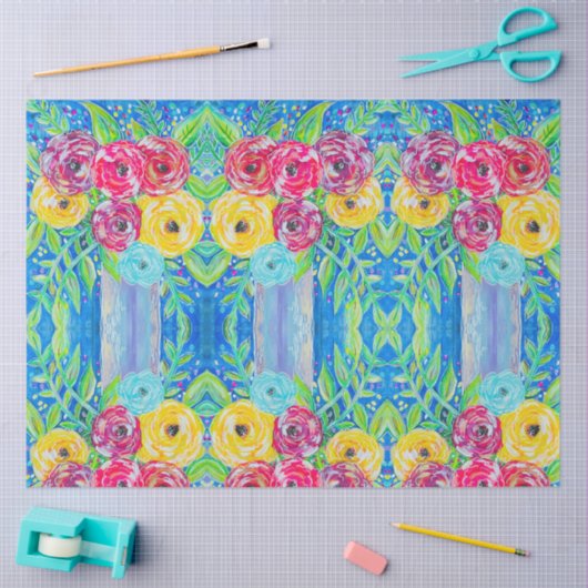 Heldere bloemen gespiegeld tissuepapier (Craft)