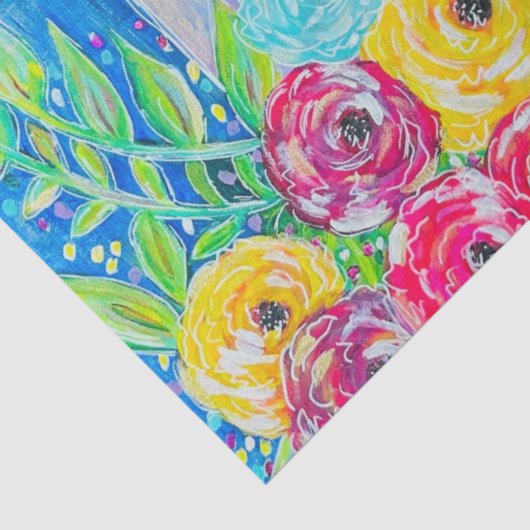 Heldere bloemen gespiegeld tissuepapier (Detail)