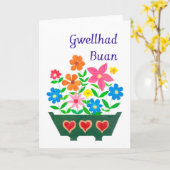 Heldere bloemen krijgen goede Kaart, Welsh Greetin Kaart (Gele Bloem)