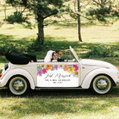 Heldere bloemen net getrouwd auto banner
