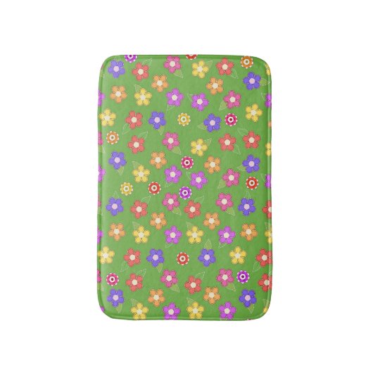 Heldere bloemen op groene bath Mat (Voorkant Verticaal)