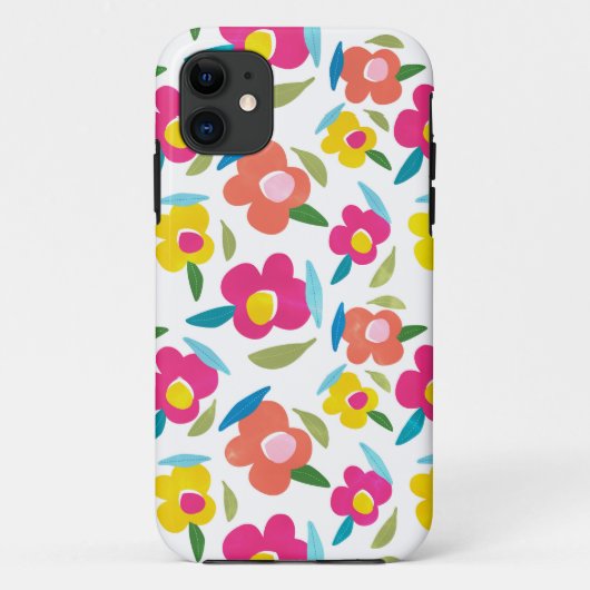 Heldere bloemen op wit Case-Mate iPhone case (Achterkant)