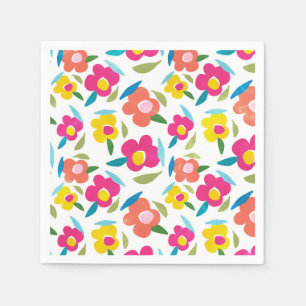 Heldere bloemen op wit servet