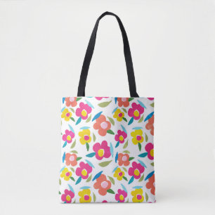Heldere bloemen op wit tote bag