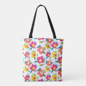 Heldere bloemen op wit tote bag (Achterkant)