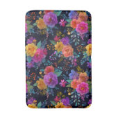 Heldere bloemen op zwart  esthetische bloemen badmat (Voorkant Verticaal)