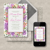 Heldere Bloemen Tropische Huwelijk Kaart