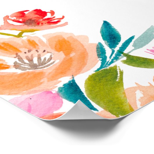 Heldere Bloemen Vet Handgeschilderd Afstuderen Wel Poster (Hoek)