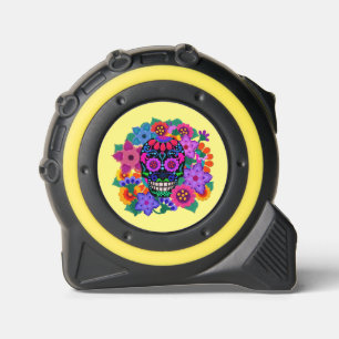 Heldere bloemen vilten look suiker schedel motief rolmaat