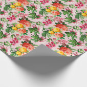 HELDERE BLOEMENBLOEI OP ROZE SIERKUSSEN CADEAUPAPIER (Hoek)