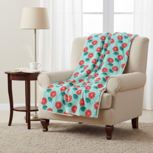 Heldere bloemensherpa deken