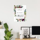 HELDERE BLOZEND BURGUNDY FLORALE BRUILOFTSWELKOMST POSTER (Thuiskantoor)