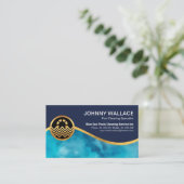 Heldere Blue Pool Water Gold Wave Swimpool  Visitekaartje (Staand voorkant)