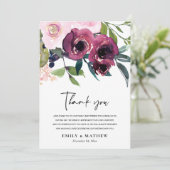HELDERE BLUSH BOURGONDISCHE WATERVERF BLOEMENTROS BEDANKKAART (Staand voorkant)