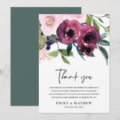 HELDERE BLUSH BOURGONDISCHE WATERVERF BLOEMENTROS BEDANKKAART (Voorkant / Achterkant)