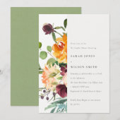 Heldere Blush Gele Oranje Floral Couples Shower Kaart (Voorkant / Achterkant)