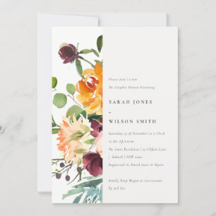 Heldere Blush Gele Oranje Floral Couples Shower Kaart
