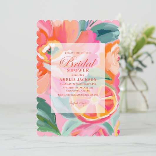 Heldere Bold Bloemrijke Citrus Oranje Vrijgezellen Kaart (Staand voorkant)