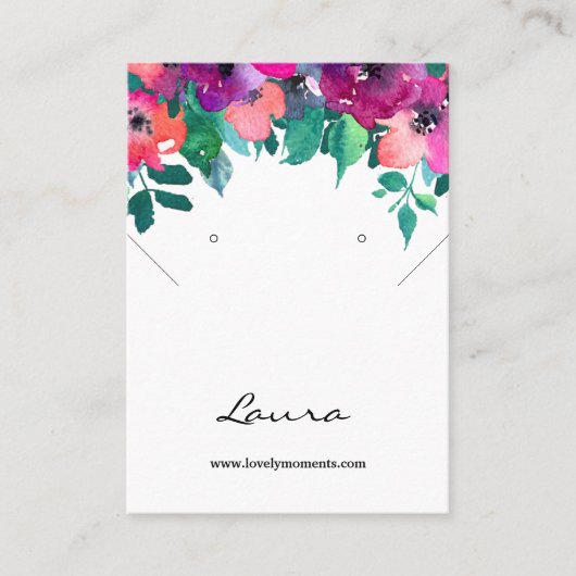 Heldere & Bold Kleurrijke Bloemen oorbel display Visitekaartje (Voorkant)