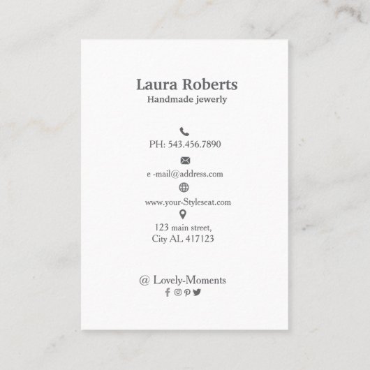 Heldere & Bold Kleurrijke Bloemen oorbel display Visitekaartje (Achterkant)