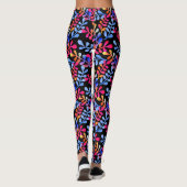 Heldere Botanische Roze Blauw Sinaasappel Kleurrij Leggings (Achterkant)