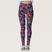 Heldere Botanische Roze Blauw Sinaasappel Kleurrij Leggings (Voorkant)