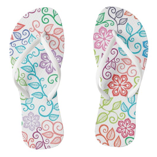 Heldere botanische Waterverf Flip Flop (Voetbed)