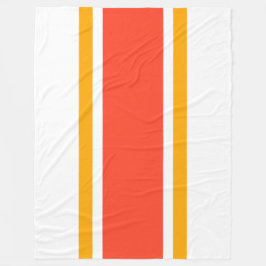 Heldere brede Oranje racestrepen op wit Fleece Deken