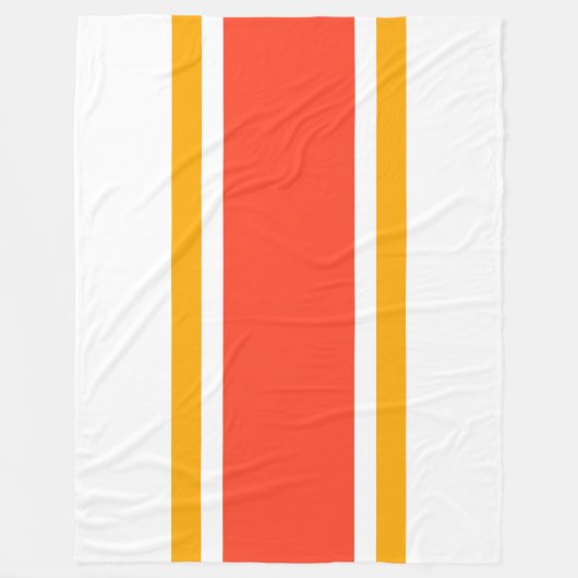Heldere brede Oranje racestrepen op wit Fleece Deken (Voorkant)